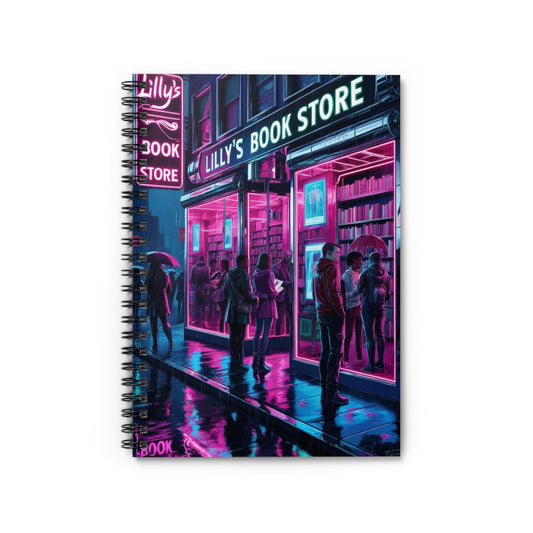 Neon Lights Flickered Around Them | Spiral Notebook - Ruled Line