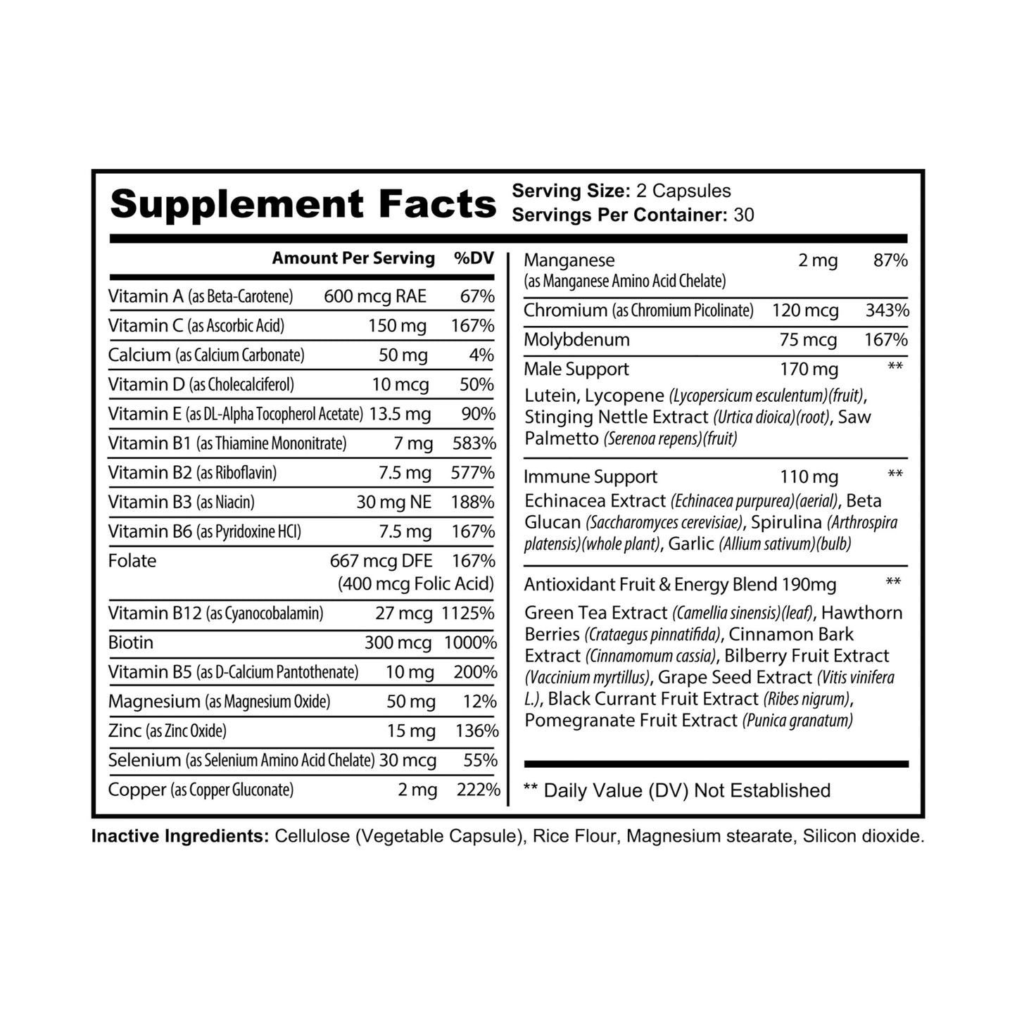 Multivitamin for Men Supplement (60 Capsules) | Weary Night Collection