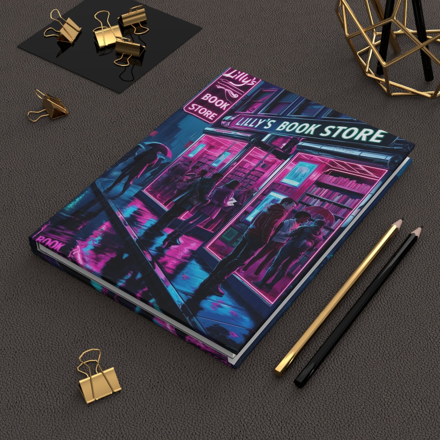 Neon Lights Flickered Around Them | Hardcover Journal Matte