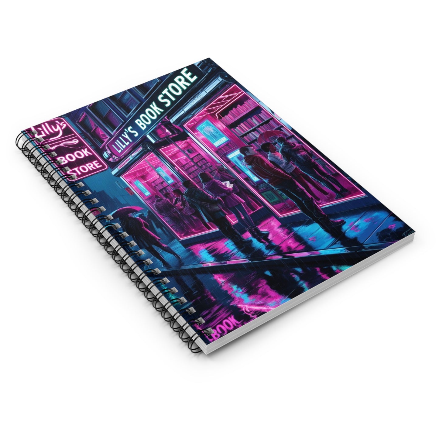 Neon Lights Flickered Around Them | Spiral Notebook - Ruled Line
