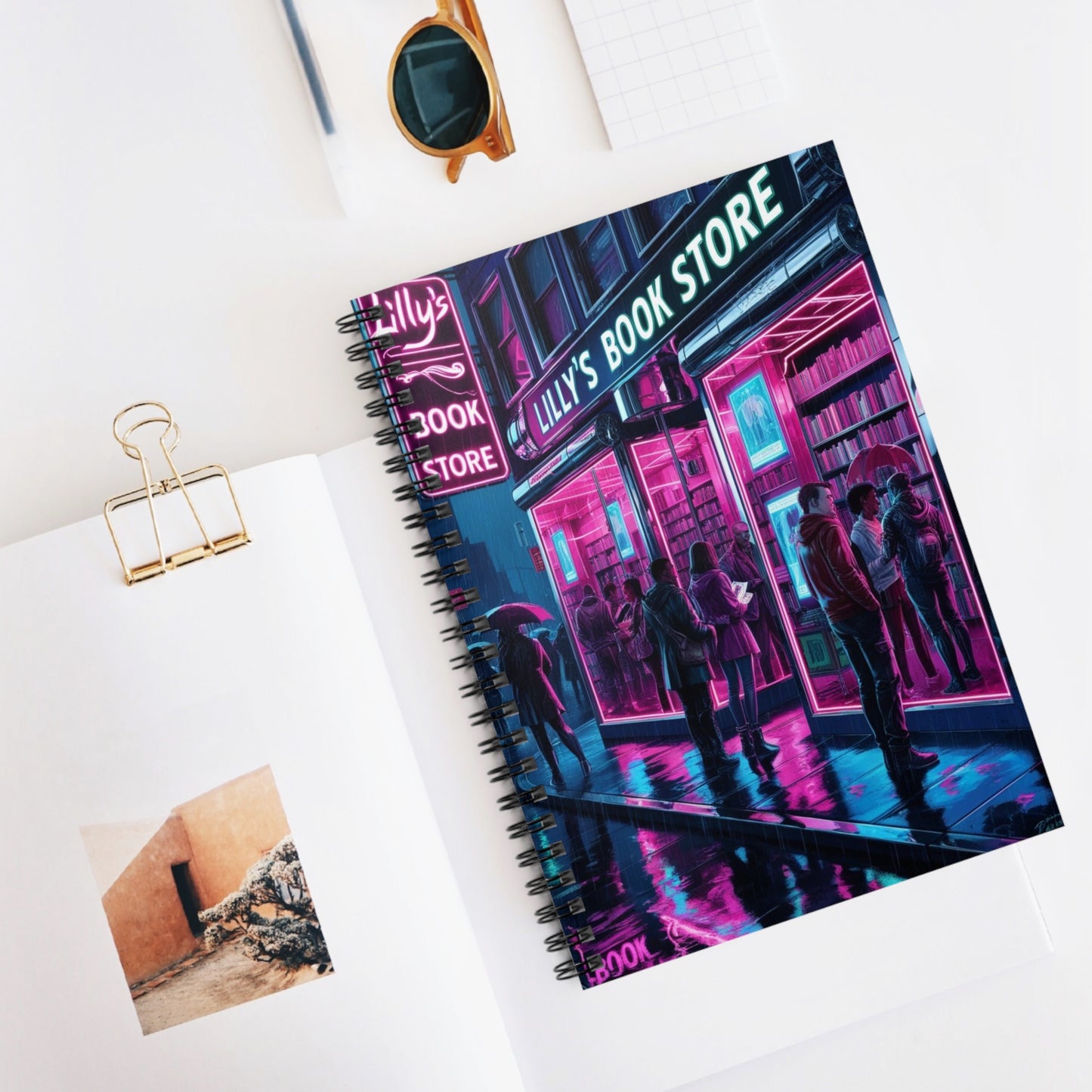 Neon Lights Flickered Around Them | Spiral Notebook - Ruled Line