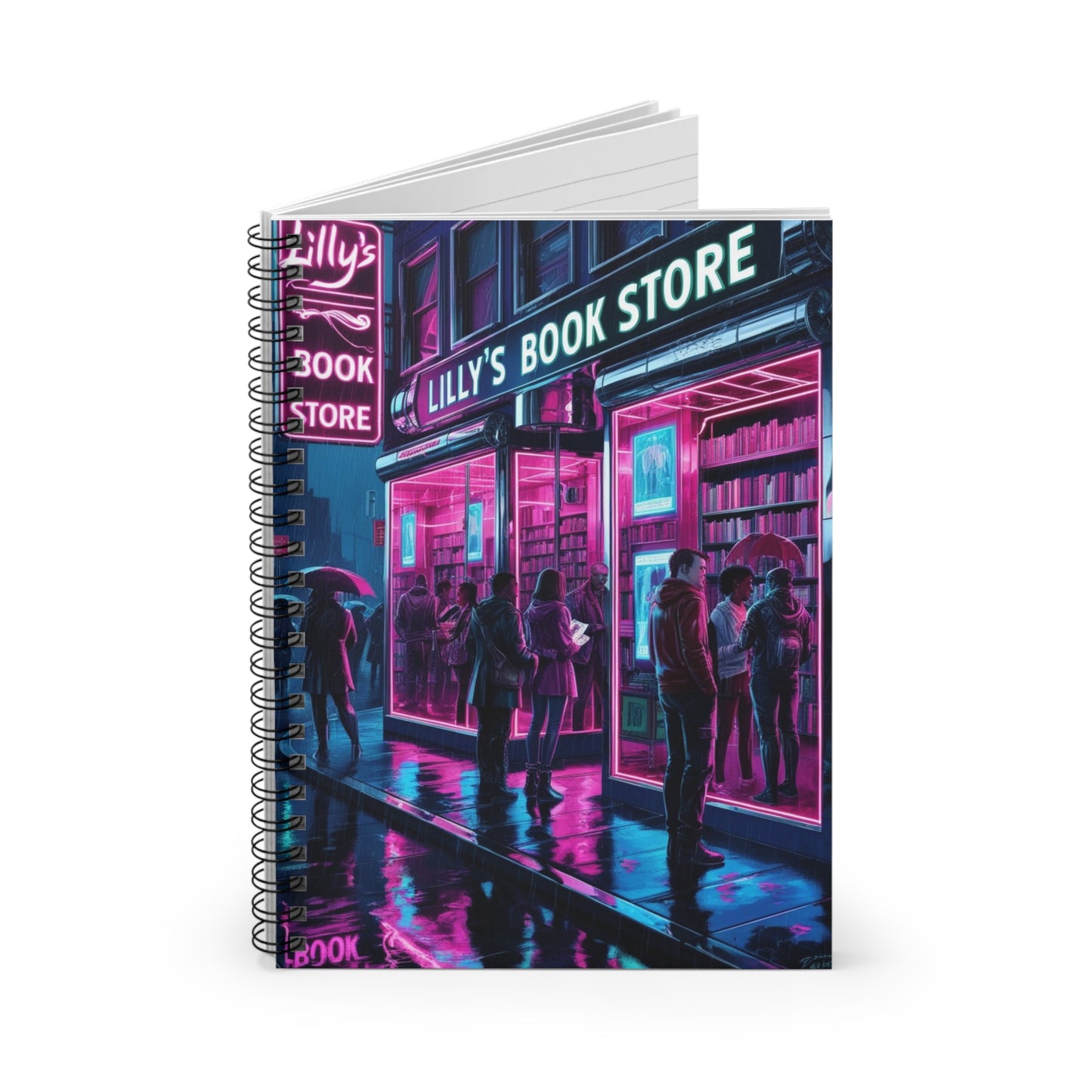 Neon Lights Flickered Around Them | Spiral Notebook - Ruled Line