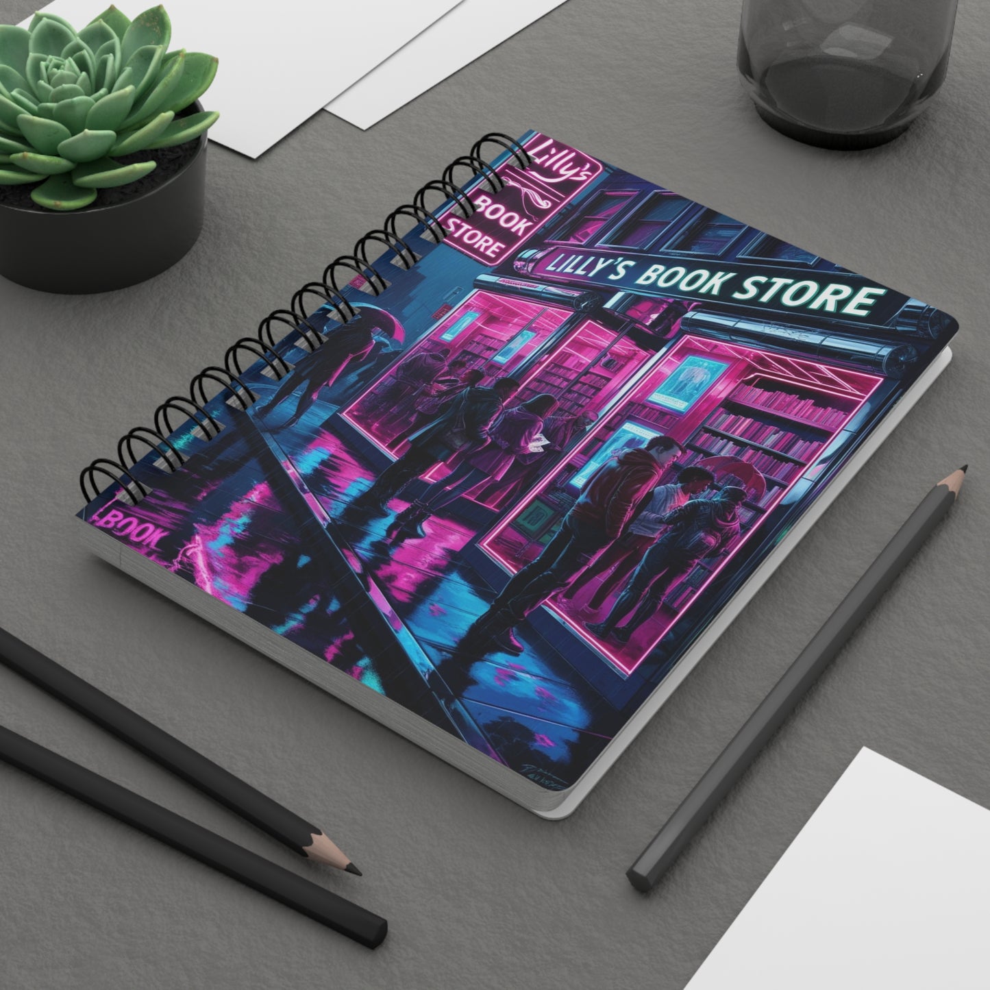 Neon Lights Flickered Around Them | Spiral Bound Journal